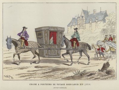 1715年フランスのルイ14世の治世、馬に乗せられたセダンの椅子 作： French School