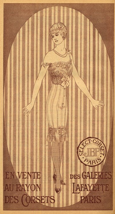 パリのギャラリー・ラファイエットのコルセット売り場で販売されているJPBのコルセットを選択 - 1914年 作： French School