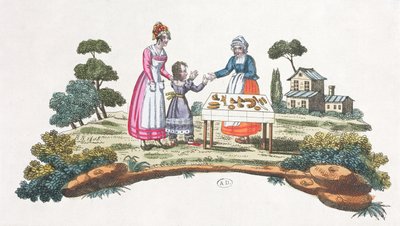 苦痛の叙事詩の売り手、ファンのためのデザイン、c.1820-30 作： French School