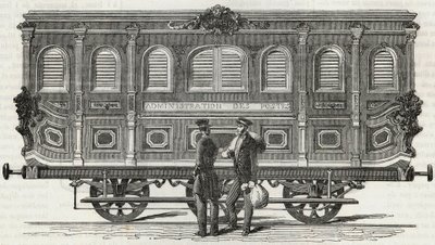 郵便業務-救急局の外観-Edmond Texier 1852年の "Tableau-de-Paris "に掲載されたエングレービング。 作： French School