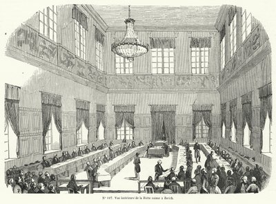 チューリッヒで行われたスイス連邦議会タガツングの会議（彫刻 作： French School