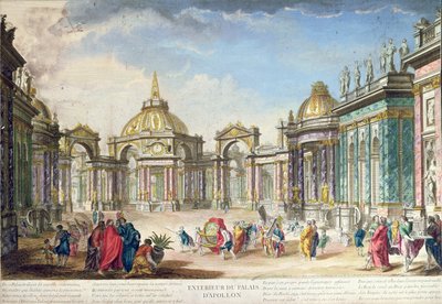 1748年にパリで公開されたアポロス宮殿の外観のセットデザイン 作： French School