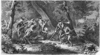 七年戦争（1756年～1763年）：アサスの騎士として知られるルイ・ダサ・デュ・メルクー（1733年～1760年）、フランス人大尉の死、10月16日 作： French School