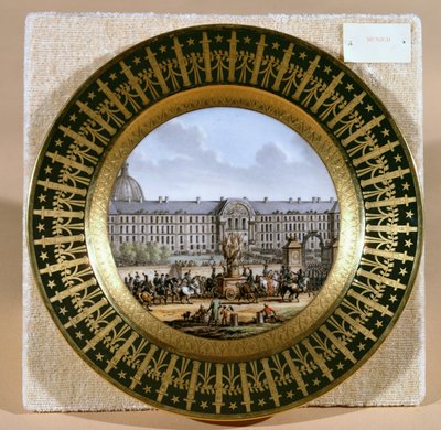 ホテルデアンヴァリッド（磁器）にフレデリック2世（1712-86）大王の剣が到着したことを描いたセーヴルプレート 作： French School