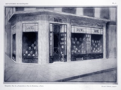 ショップフロント、プレート4、1927年パリ、ルイピエールセジールによるDevantures de Boutiquesのイラスト 作： French School