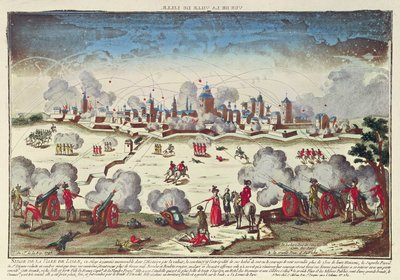 アルベール・ド・サックス＝テッシェンによるリールの包囲と砲撃、1792年9月〜10月（彩色済み彫刻 作： French School