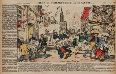 ストラスブールの包囲と砲撃、普仏戦争、1870年8月〜9月（カラーエングレービング 作： French School