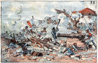1809年2月、ナポレオン軍によるスペインのサラゴサ(Zaragoza)の包囲と攻略。19世紀のエングレーヴィング。 作： French School