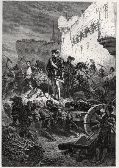 メスの包囲戦（1552年） - フランソワ・ド・ギーズとメスの城壁上の作品群 - フランソワ・ギーゾ著「孫に語るフランスの歴史」の版画 - 1872年～1876年 作： French School
