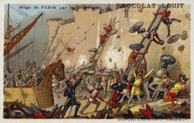 ノルマン人によるパリの包囲、9世紀 作： French School