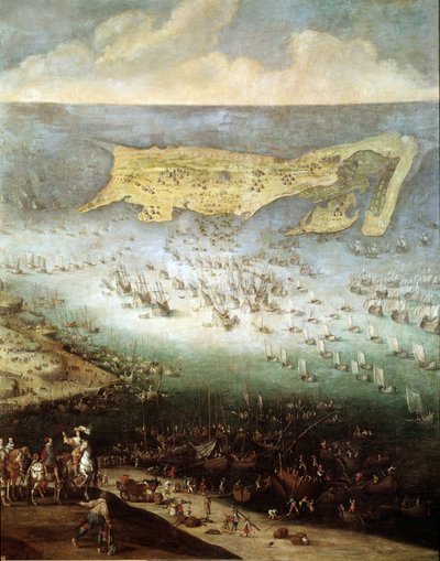 1627年に行われたイル・ド・レのサン・マルタン城塞の包囲（絵画、1640年頃 作： French School