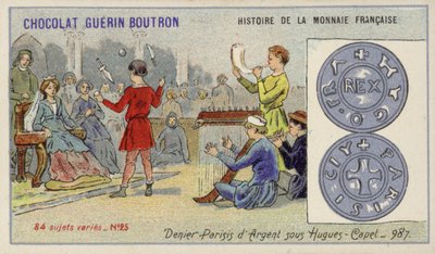 ヒュー・カペ治世の銀製デニールパリシス、987年（クロモリト 作： French School