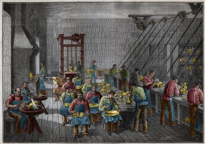 19世紀のフランスの銀器工房。Adolphe BITARDの "Les arts et metiers illustres "に掲載された1885年のエングレーヴィング。 作： French School