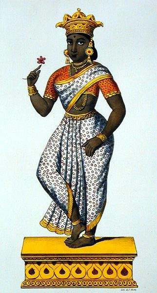 閻魔大王の妻シマラデヴィ、C.ド・モット（1785-1836）の彫刻（カラーリトグラフ）。 作： French School