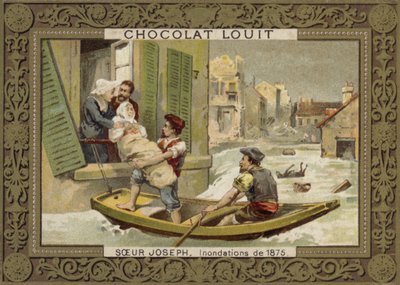 1875年の洪水で人々を救出するのを手伝うジョセフ姉妹 作： French School