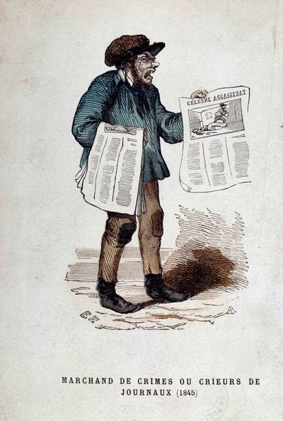 パリの小さなメティエ：犯罪や新聞配達の商人。 作： French School
