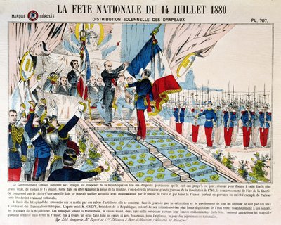 ジュールグレビー大統領（1807-91）によるロンシャンでの厳粛な旗の配布、1880年7月14日、1880年 作： French School