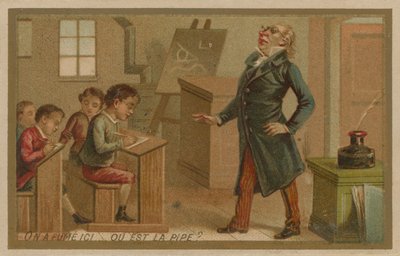 ここで誰かがタバコを吸っています。パイプはどこですか 作： French School