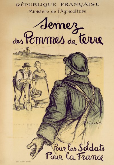 兵士とフランスのための種をまく、1915年の農業大臣による戦争の努力のポスター 作： French School