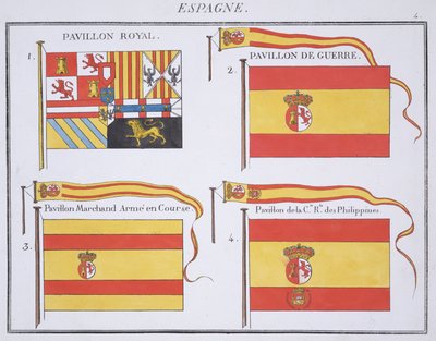 スペインの旗、1819年頃のフランスの旗の本 作： French School