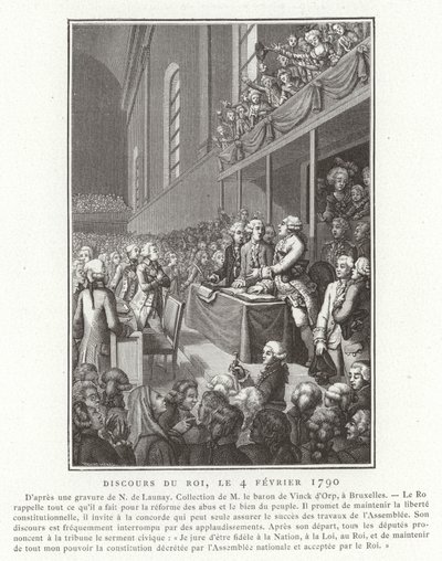 1790年2月4日、フランス革命、フランス国会議事堂へのフランス国王ルイ16世のスピーチ 作： French School