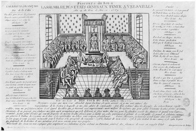 1789年5月4日、ベルサイユのエステート将軍のオープニングでのルイ16世王のスピーチ 作： French School