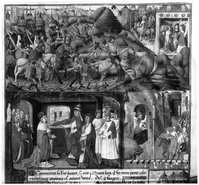 セントルイス（1214-70）十字軍に向けて出発 作： French School
