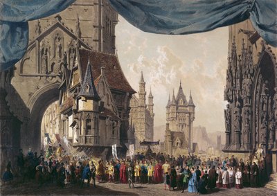 1835年2月23日にパリのオペラ座で初演された、ラジューブの第1幕の舞台デザイン（紙に掲載） 作： French School