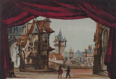 ラジューブのステージデザイン。1835年2月23日にパリオペラで初演されました（紙にwc） 作： French School