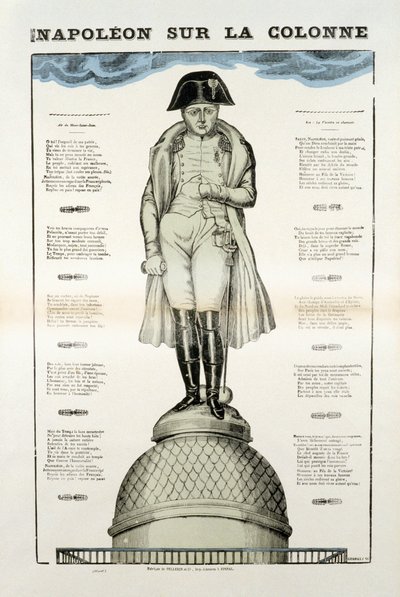 パリのヴァンドーム柱にあるナポレオン1世ボナパルト（1769-1821）の像。エピナルの写真 作： French School