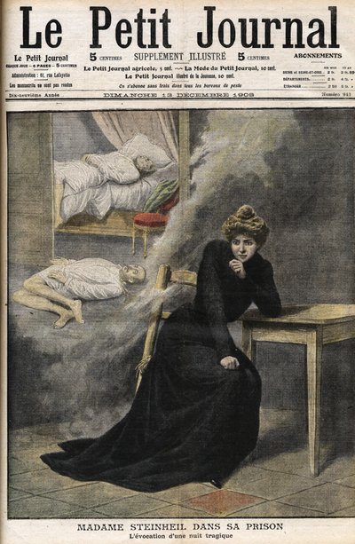 スタインエイユ事件獄中のマルグリット・ステインエイユ（1869-1954） - Le Petit Journal, December 1908 (carving) 作： French School