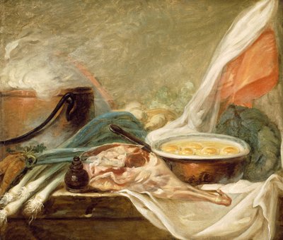 卵と羊肉の静物画 作： French School