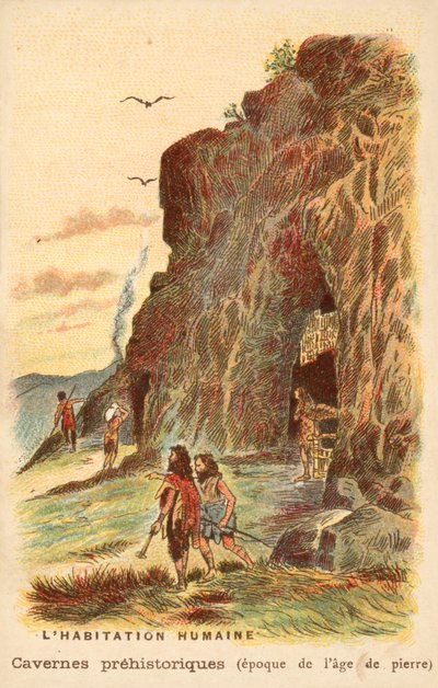 石器時代の洞窟の住人（クロモリト 作： French School