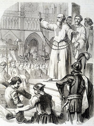 Supplice des Templars (1314) - L.-P.の "Histoire de France "にて。アンケティル 作： French School