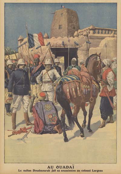 ラジョウ大佐率いるフランス軍へのワダイ・スルタン・ドゥドゥムラーの降伏（カラーリトグラフ 作： French School