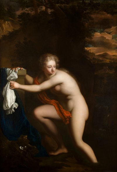 彼女の風呂でのスザンナ、c.1600-99（キャンバスに油彩） 作： French School