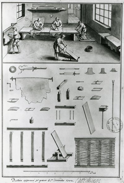 Tanners、Denis Diderot（1713-84）によるArts＆Craftsの説明から、c.1770を発行（b＆w写真） 作： French School