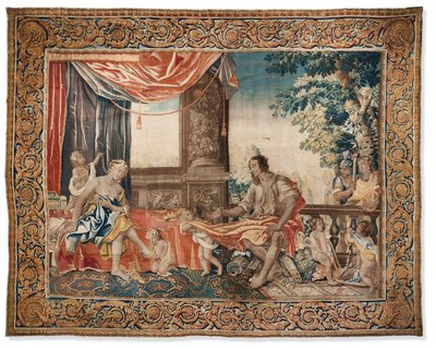 シリーズのタペストリー、「古代の女性の図解」、1645年頃（ウールとシルク） 作： French School
