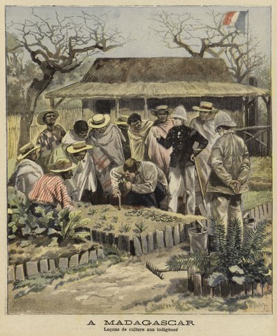 先住民の農業技術を教える、マダガスカル、1897 作： French School
