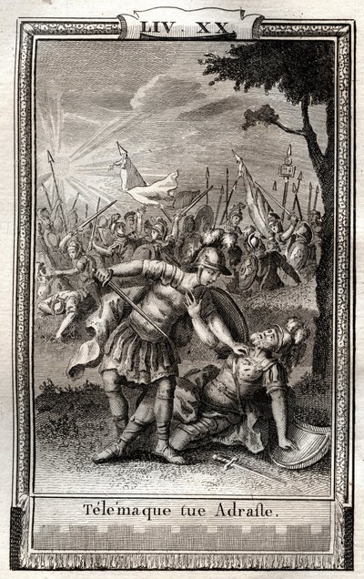 Telemaque tue Adraste - Francois de Salignac de La Mothe-Fenelon dit Fenelonの "Les Aventures de Telemaque, fils d