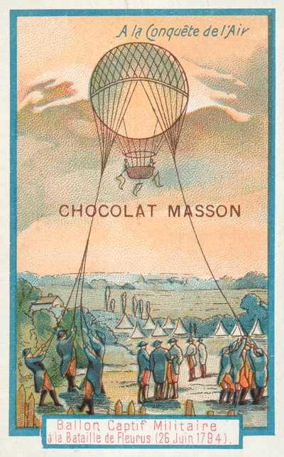 1794年6月26日、フルーラスの戦いで係留された軍用気球 作： French School