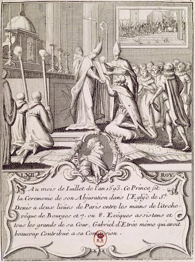 1593年7月、セントデニスでのアンリ4世の廃止（1553-1610） 作： French School
