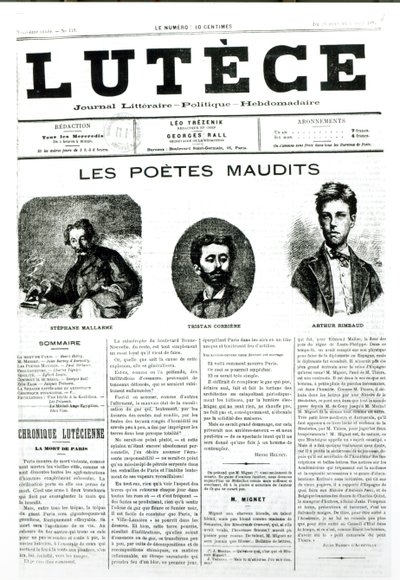 呪われた詩人、新聞ルテスの表紙、1884 作： French School