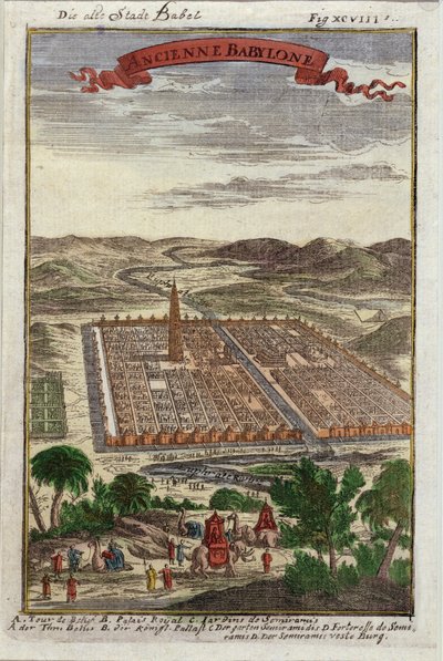 バベルの古代の町、Allain Manesson Mallet（1630-1706）によるDescription de lUniversのイラスト、パリ発行、1683年 作： French School