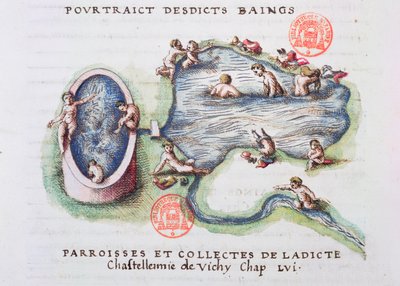 Generaly Description du Bourbonnaisのヴィシーの浴場、ニコラ・デ・ニコライ（1517-83）1569（紙にトイレ） 作： French School