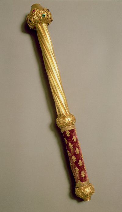 ギヨームドロクモンのバトン、1384年（金、ベルメイユ、ベルベット、宝石） 作： French School