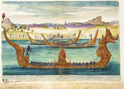サイアム王のボート、サイアムのイエズス会の記録、1688年（紙のトイレ） 作： French School