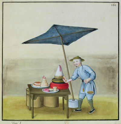 ケーキ売り手、北京の街路呼びに関する本、c.1785（紙とトイレとガッシュ） 作： French School