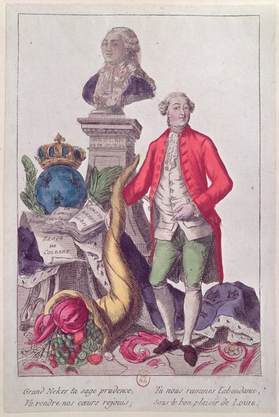 ジャックネッカーの呼び声（1732-1804）1789年7月16日（カラー彫刻） 作： French School