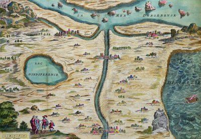 架空の国の地図であるカルトデュタンドルは、マドモアゼルドスクードリーによって書かれたクレリーのボリュームIIから、フランソワショーボー（1613-76）1656によって彫刻されました 作： French School